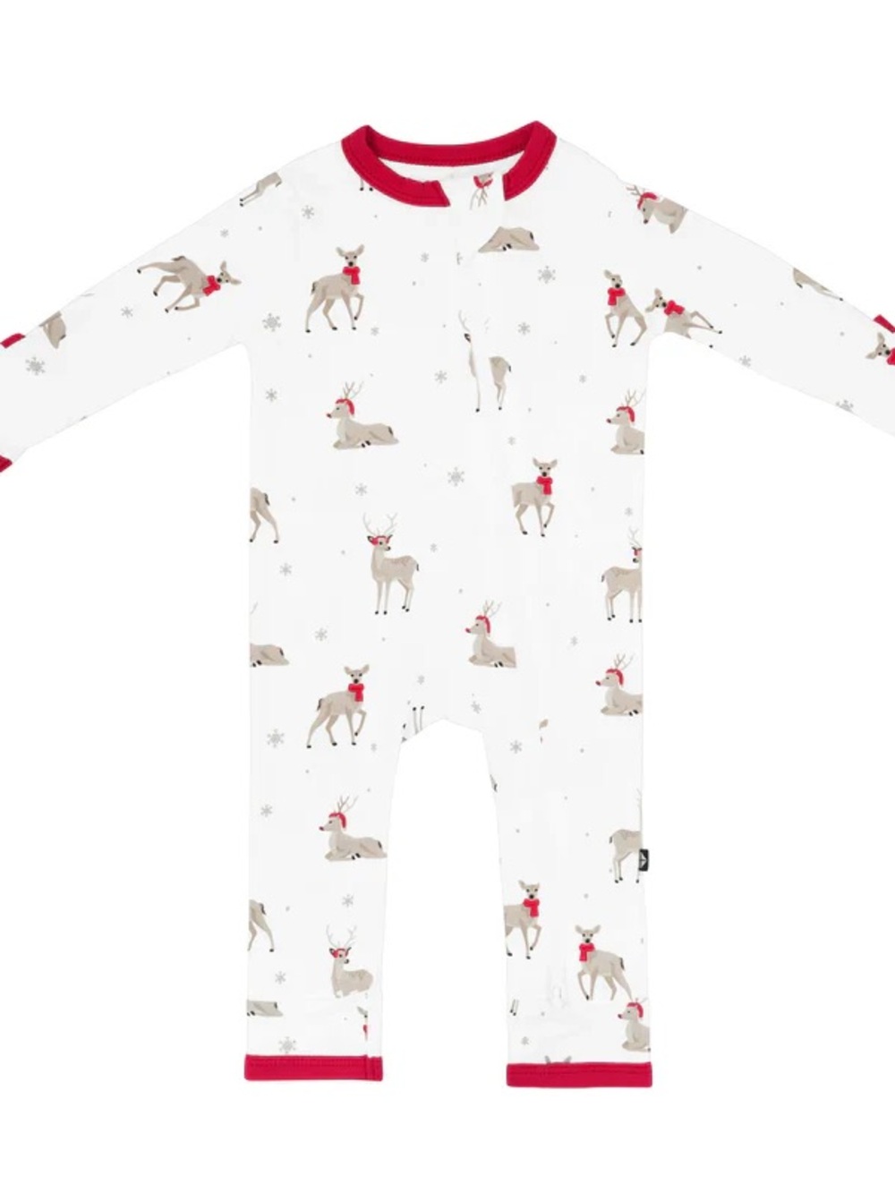 Kyte Baby White Kids One-Piece Pajamas with Red Trim